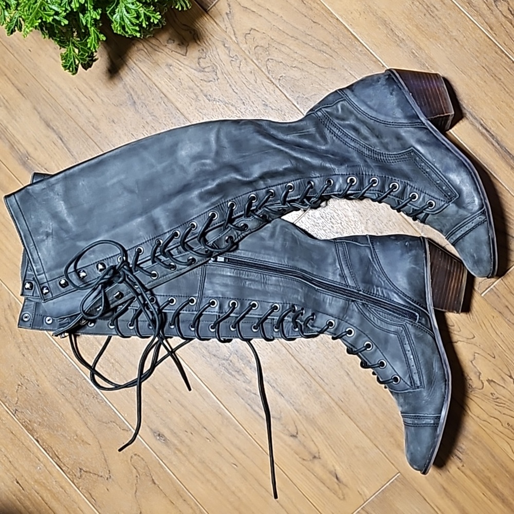 Free People Lace-Up Knee-High Boots